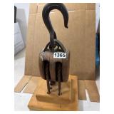 Pulley Art on Wooden Base