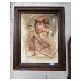 Vintage NUDE Painting on Board
