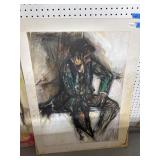 Charcoal Artwork Depicting Figure, 34x28