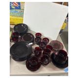 Ruby Red Glass Dinnerware Set
