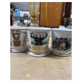 Three Antique Shavings Mugs Ceramic Mugs with Gold