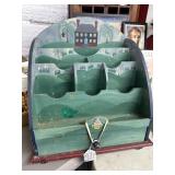 Painted Wooden Organizer with Pockets