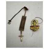 Gold Chain With Cross Pendant and Brooch