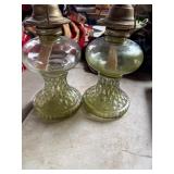 Green Glass Oil Lamps