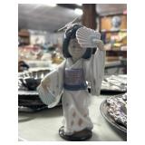 Lladro Porcelain Geisha Figurine, 8"