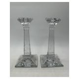Clark 8" Etched Glass Candlesticks