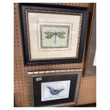 2pc Framed Artwork: Dragonfly and Butterfly