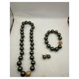 Tahitian Pearl Necklace, Bracelet, Earrings