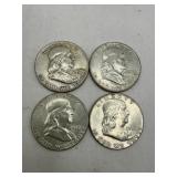 4 1958 Franklin Half Dollars