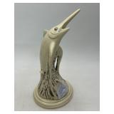 Signed Ceramic Swordfish Sculpture, 9"