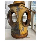 Metal Railroad Lantern With Wear
