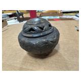 Metal Incense Burner Vessel Featuring Detailed Des