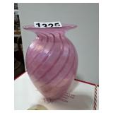 Iridescent Pink Art Glass Vase
