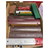 Boxed Lot of Model Train Cars and Parts
