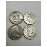 Six Franklin Half Dollars