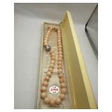 Pink Coral Bead Necklace with Silver Clasp