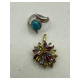 Sterling Silver Ring and Gemstone Pendant
