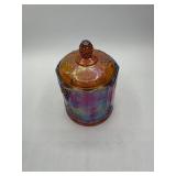Carnival Glass Jar and Assorted Items