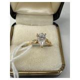 14K Yellow Gold Pear CZ Ring