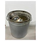 Metal Bucket with Glass Bottle and Hooks