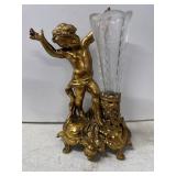 Gold-Tone Figural Vase with Glass Insert