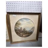 Circular Framed Landscape Painting