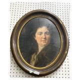 Oval Portrait Painting in Wood Frame