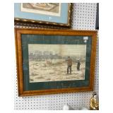 Framed A.B. Frost Style Hunting Scene Print