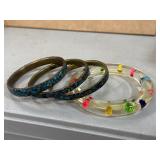4 Brass and Lucite Bracelets
