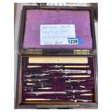Antique Bone Drafting Set in Wood Box