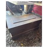 Wooden Storage Chest With Hinged Lid