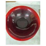 Red Glass Bowl With Starburst Base