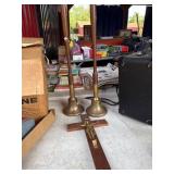 Wooden Crucifix and Brass Bells Set