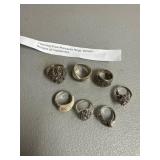 7 Sterling Silver Marcasite Rings
