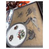 Decorative Tray and Quail Artwork Set