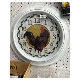 Round Wall Clock with Rooster Motif