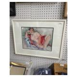 Framed Watercolor Nude by P. Rutigliano