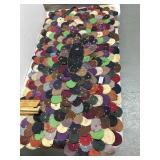 Hand-Stitched Wool Penny Rug, 36x20'