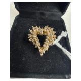 14K Yellow Gold Diamond Heart Ring