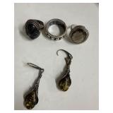 Sterling Silver Rings and Earrings Set