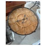 Round Glass-Top Coffee Table With Clock Design