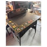 Hand-Painted Wicker and Wood Desk