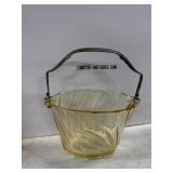 Amber Glass Bucket with Metal Handle