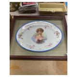 Framed Decorative Plate with Woman's Portrait