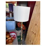 Brass and Glass Floor Lamp With Shade