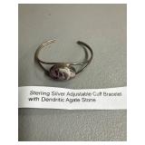 Sterling Silver Cuff Bracelet with Agate