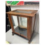 Wood and Glass Display Case on Casters