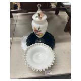 Four-Piece Milk Glass and Decorative Lot
