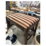 Wooden Bench With Striped Cushion