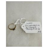 10kt Sapphire and Diamond Ring, Size 6